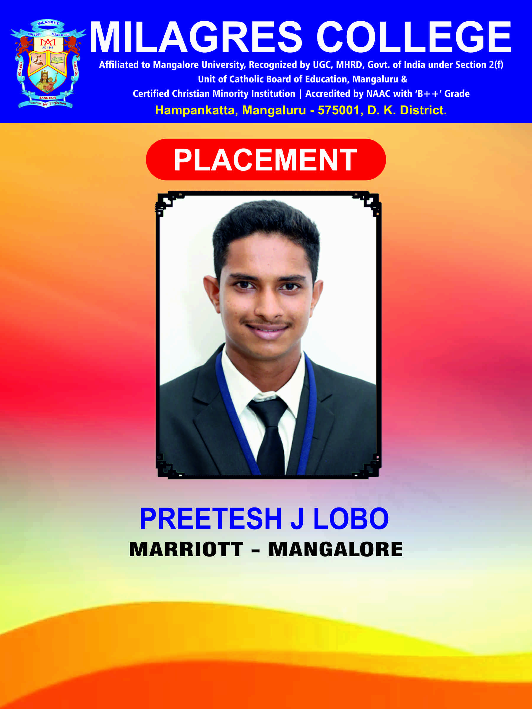 Successfully placed student